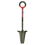 Pelle de jardin ergonomique avec lame crantée et manche rouge, outil de désherbage